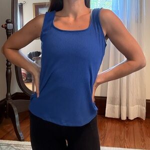 Blue Ribbed Tank Top
